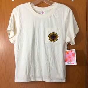 Electric Pink Womens Tee Shirt Medium Beige Sunflower Crop